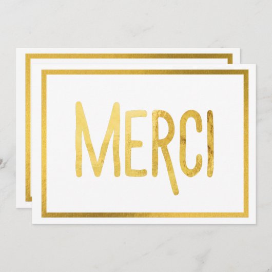 Gold Border Merci Custom - Bedankt kaarten (Voorkant / Achterkant)