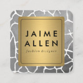 Gold Border met Chic Grey Pattern Vierkante Visitekaartje (Voorkant)