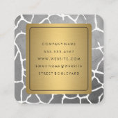 Gold Border met Chic Grey Pattern Vierkante Visitekaartje (Achterkant)