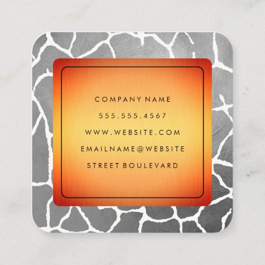 Gold Border met Chic Grey Pattern Vierkante Visitekaartje (Achterkant)