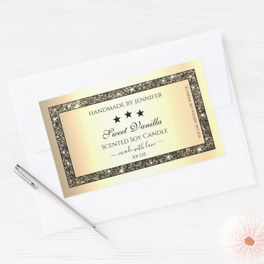Gold Border met Glitter Product Packaging Labels (Envelop)