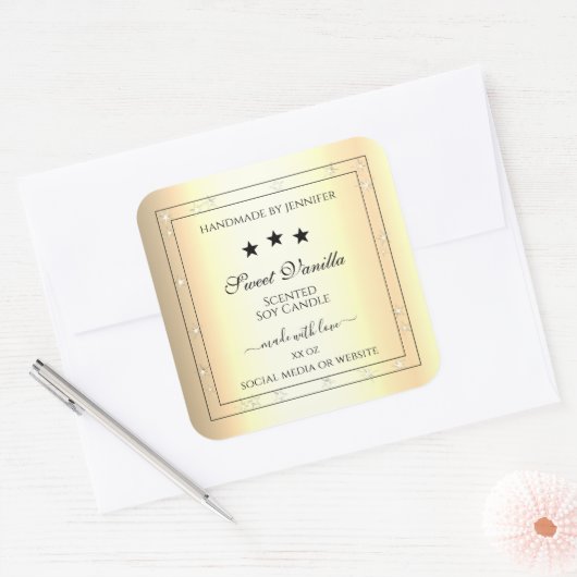 Gold Border met Glitter Product Packaging Labels (Envelop)