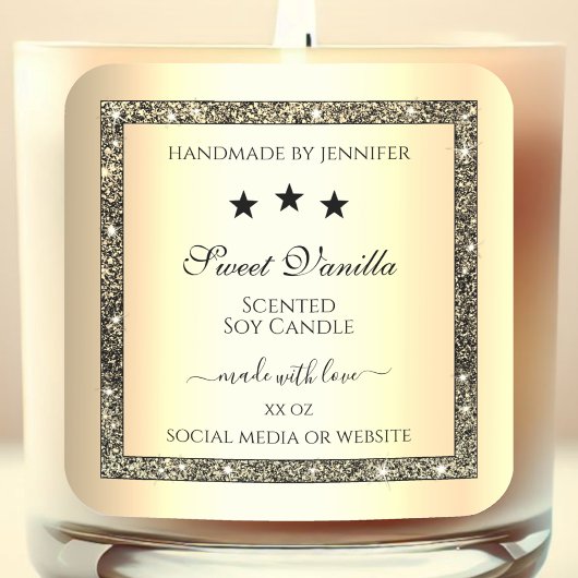 Gold Border met Glitter Product Packaging Labels