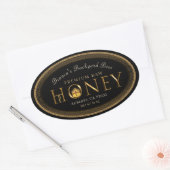 Gold Border Metallic Font Honey over druppelovaal Ovale Sticker (Envelop)