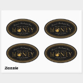 Gold Border Metallic Font Honey over druppelovaal Ovale Sticker (Vel)