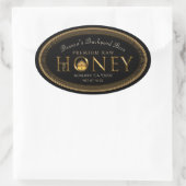 Gold Border Metallic Font Honey over druppelovaal Ovale Sticker (Tas)