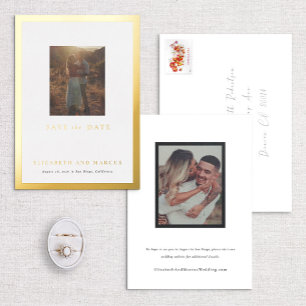 Gold Border Modern Gallery Lijst Save the Date Folie Uitnodiging