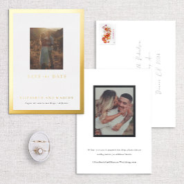 Gold Border Modern Gallery Lijst Save the Date Folie Uitnodiging