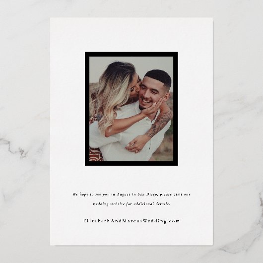 Gold Border Modern Gallery Lijst Save the Date Folie Uitnodiging (Achterkant)