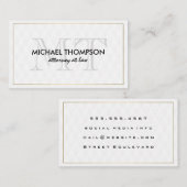 Gold Border Monogram Elegant Diamond Pattern Visitekaartje (Voorkant / Achterkant)