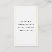 Gold Border Monogram Elegant Diamond Pattern Visitekaartje (Achterkant)
