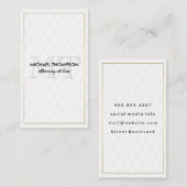 Gold Border Monogram Elegant Diamond Pattern Visitekaartje (Voorkant / Achterkant)