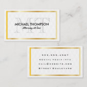 Gold Border Monogram Elegant Diamond Pattern Visitekaartje (Voorkant / Achterkant)