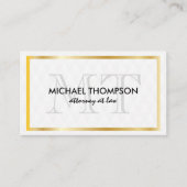 Gold Border Monogram Elegant Diamond Pattern Visitekaartje (Voorkant)