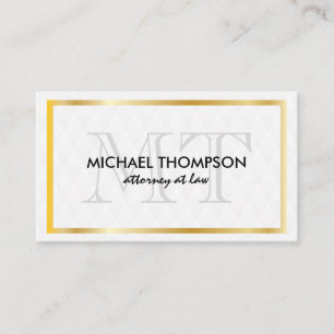 Gold Border Monogram Elegant Diamond Pattern Visitekaartje