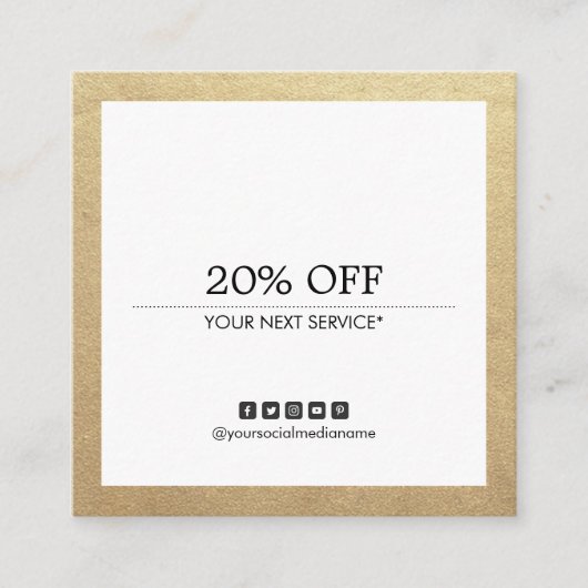 Gold Border Multipurpose Social Media Coupon Vierkante Visitekaartje (Voorkant)