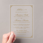 Gold Border Muslim Wedding Acryl Uitnodigingen (Insitu (Draagbaar))
