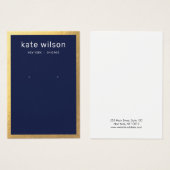 Gold Border Navy Blue Earring Display Card Visitekaartje (Voorkant /achterkant)