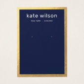 Gold Border Navy Blue Earring Display Card Visitekaartje (Voorkant)