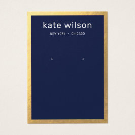 Gold Border Navy Blue Earring Display Card Visitekaartje