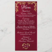 Gold Border op Bourgogne Wedding Menu (Voorkant)