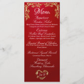 Gold Border op Crimson Red Wedding Menu (Voorkant)