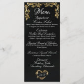 Gold Border op Elegant Zwart Trouwmenu Menu (Voorkant)