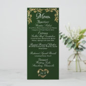 Gold Border op Emerald Wedding Menu (Staand voorkant)