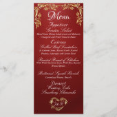 Gold Border op Ruby Red Wedding Menu (Voorkant)