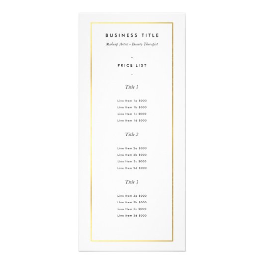 Gold Border op White | Modern Reclamekaart (Voorkant)