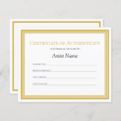 Gold Border Paper Certificate of Authenticity Art (Voorkant / Achterkant)