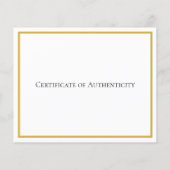 Gold Border Paper Certificate of Authenticity Art (Achterkant)
