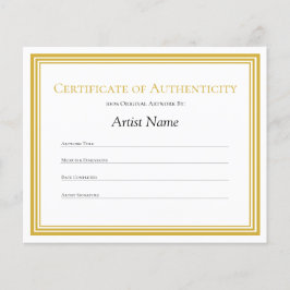 Gold Border Paper Certificate of Authenticity Art