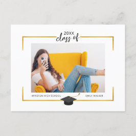 Gold Border Photo Afstuderen Announcement Briefkaa Aankondigingskaart