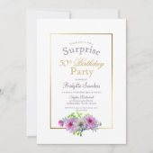 Gold Border Pink Dahlia Surprise 50th Birthday Kaart (Voorkant)