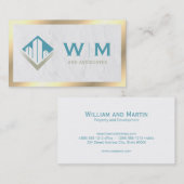 Gold Border Property Monogram Visitekaartje (Voorkant / Achterkant)