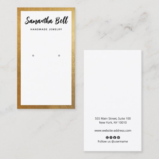 Gold Border Script White die juwelen verdient Visitekaartje (Voorkant / Achterkant)
