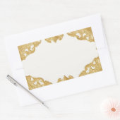 Gold Border Sjabloon Faux Folie Rechthoekige Stick Sticker (Envelop)