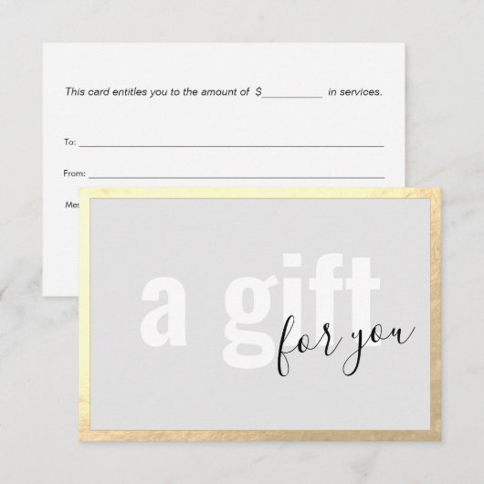 Gold Border Spa Cadeaubon Kaart (Voorkant / Achterkant)
