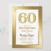 Gold Border Surprise 60ste verjaardagsfeestje Kaart (Voorkant)