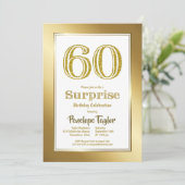 Gold Border Surprise 60ste verjaardagsfeestje Kaart (Staand voorkant)