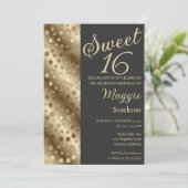 Gold Border Sweet 16 Uitnodiging (Staand voorkant)