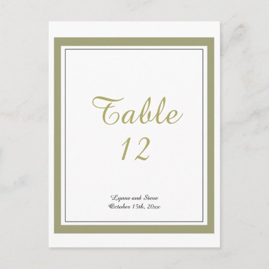 Gold Border Table Number Kaart (Voorkant)