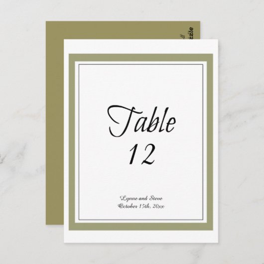 Gold Border Table Seating Kaart (Voorkant / Achterkant)