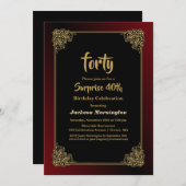 Gold Border Verrassing 40e Verjaardag Kaart (Voorkant / Achterkant)