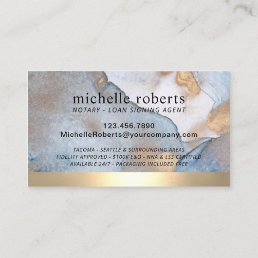 Gold Border & Waterverf van de agent die de Notion Visitekaartje (Achterkant)