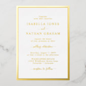 Gold Border Wedding Folie Uitnodiging (Voorkant)