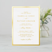Gold Border Wedding Folie Uitnodiging (Staand Voorkant)
