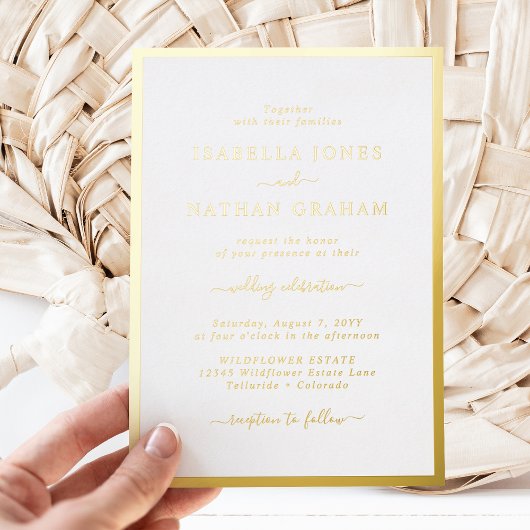 Gold Border Wedding Folie Uitnodiging
