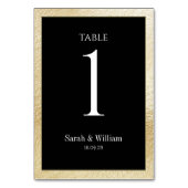 Gold Border Zwart Trouwtafelnummer Kaart (Achterkant)